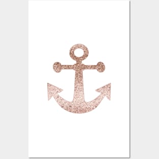 Sparkling rose gold anchor Posters and Art